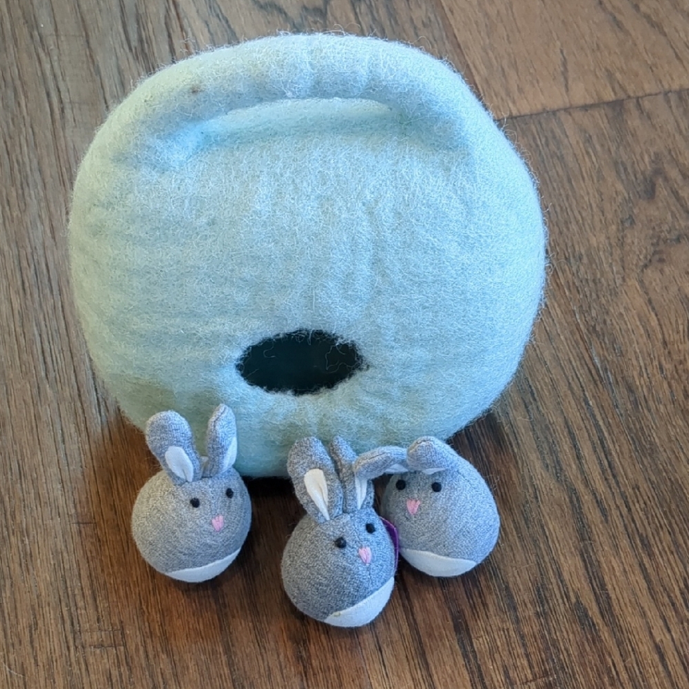 Plush Bunny Playset - Blue and Gray